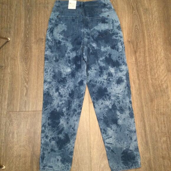 NEW INC Tapered High Rise Ankle Jean acid wash Blue 10 - Picture 2 of 6